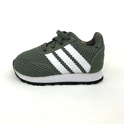Boys ADIDAS Casual Green White Lace Up Trainers Size UK 4 Infant