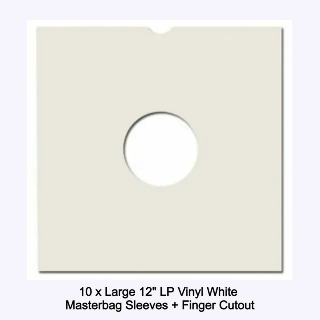 WHITE 12" LP VINYL RECORD LARGE CARD MASTERBAG SLEEVE WALLETS FINGER CUTOUT x 10