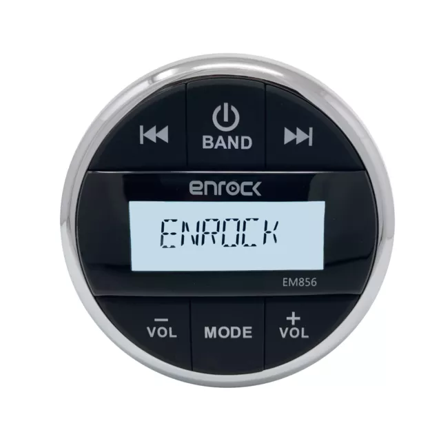 Enrock EM856 Gauge Style Marine Wireless Bluetooth USB/AUX/AM/FM Stereo Receiver