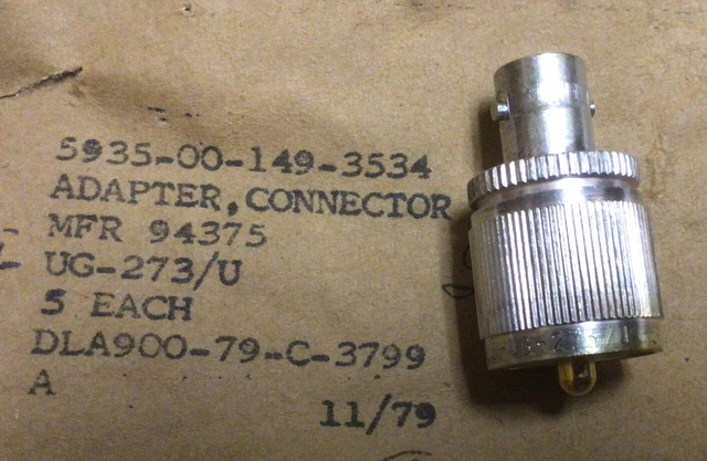 Amphenol 31-28 BNC Female to UHF Male UG 273/U Adapter NOS