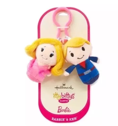 Barbie And Ken Cute Plush Clippys Key Chain Backpack Hallmark Itty Bittys NEW