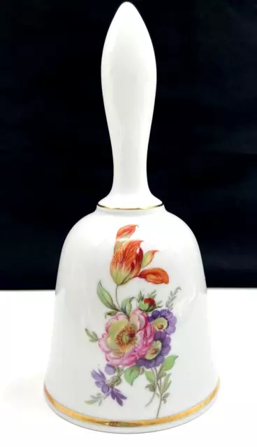 Vintage Bareuther Waldsassen Porcelain Bell Bavaria Germany Floral Pattern  7"