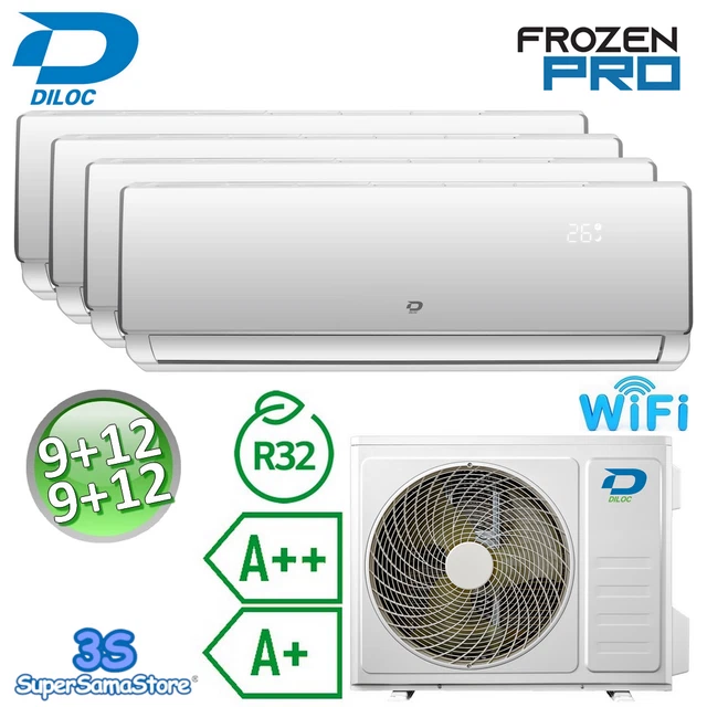 3S CLIMATISEUR QUADRI SPLIT 2,5+2,5+3,5+3,5 Kw R32 A++/A+ DILOC FROZEN PRO WIFI