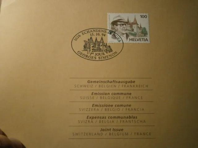 Schweiz 1994 "Georges Simenon" Michel Nr. 1535 Faltblatt der PTT