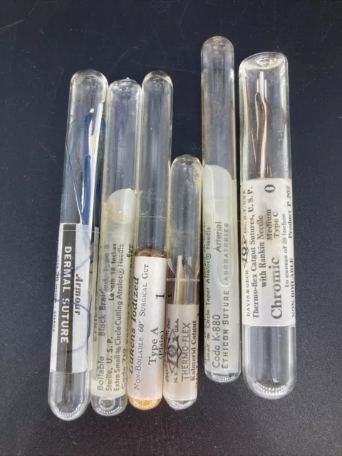 6 Antique Medical Doctor Apothecary Vials Bottles Case 1900 w/Liquid in them all