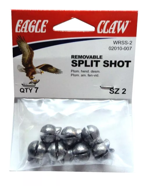 2 Packs Eagle Claw Removable Lead Split Shot Size 2 Sinkers (7 Per Pack)  WRSS-2