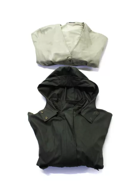 ZARA WOMENS BELTED Faux Leather Jacket Rain Coat Green Size Small Lot 2 ...
