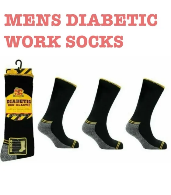 Mens Diabetic Work Socks NON-ELASTIC Extra Wide Top Ruff &Tuff  🇬🇧 Based 6-11