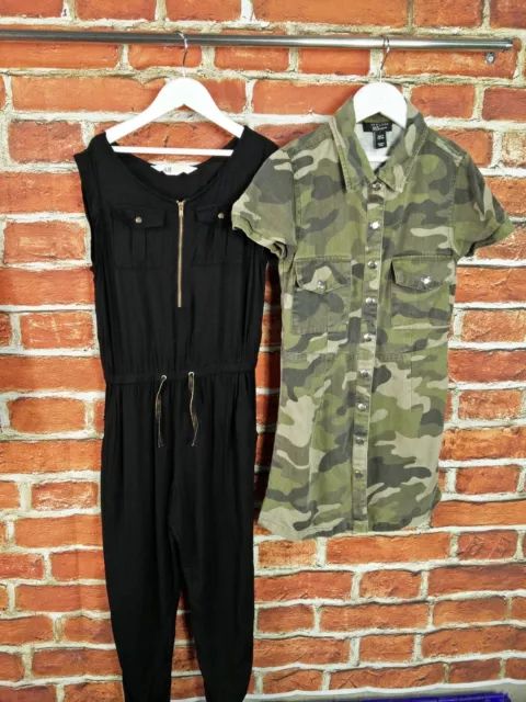 Girls Bundle Age 8-9 Years New Look H&M Black Jumpsuit Camo Denim Dress 134Cm