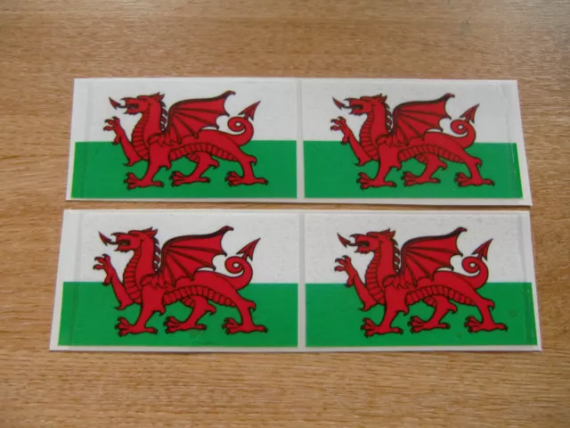 4x stickers 90mm x 50mm decals WALES / WELSH DRAGON FLAG