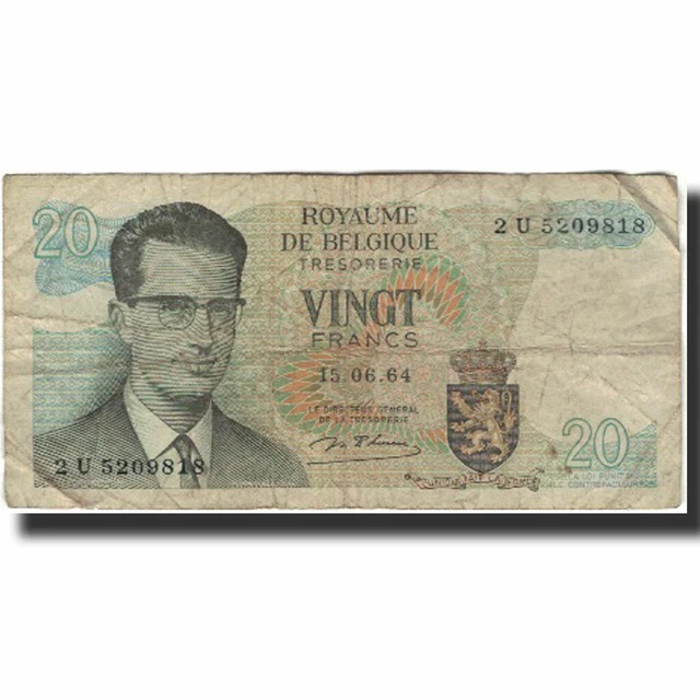 [#591216] Banknote, Belgium, 20 Francs, 1964-06-15, KM:138, G(4-6)