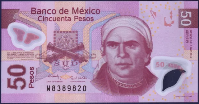 MEXICO - P123r - 50 Pesos - 2004 (2010) - Serie R - POLYMER - RARE - Gem UNC