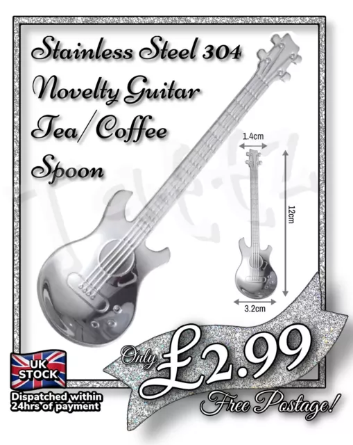 Stainless Steel 304 Novelty Guitar Tea/Coffee Spoon