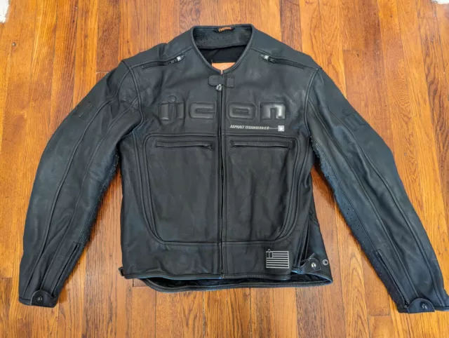 Icon Motorhead Leather Motorcycle Jacket CE Armored - XL