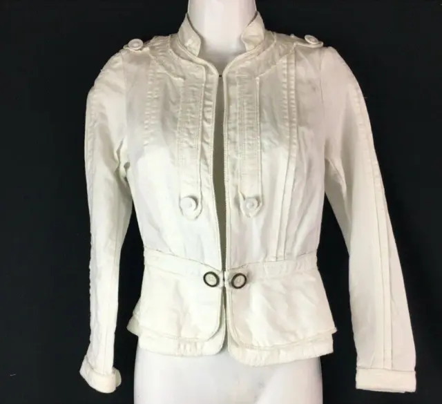 Anthropologie Elevenses Cropped Jacket White  Top Size 0 P ~ UK 4 P