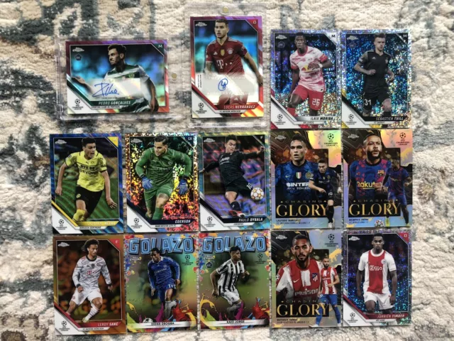 Topps Chrome UEFA Soccer Auto Card Lot (14ea, Autos, Low Numbered, Inserts, RC)