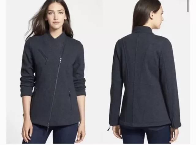 Eileen Fisher Women's Gray Asymmetrical Zip Moto Jacket Size M