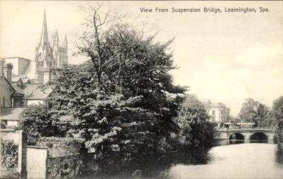 Ak Leamington Spa Warwickshire England, View from Suspension Bridge - 4281965