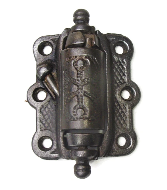 One Antique Victorian Cast Iron Spring Loaded Screen Door Hinge 3" x 2.5"