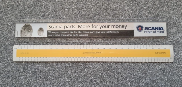 BLUNDELL HARLING NO 451 BS 1347 RIBA Conversion Scale B Ruler + Scania ...