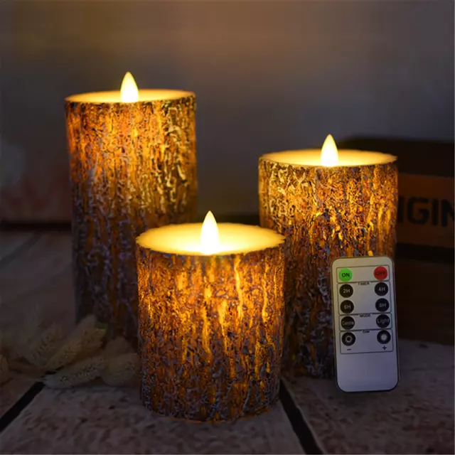 Flameless led Candle with string lights-Real wax battery operated with Remote