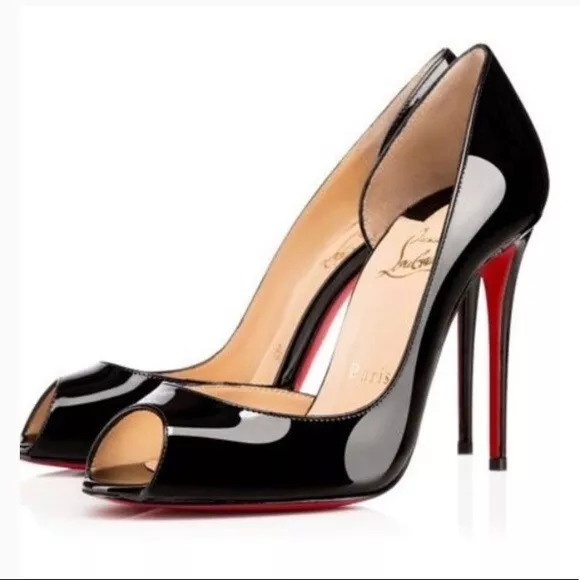 CHRISTIAN LOUBOUTIN Demi  Half d'Orsay Peep-Toe Red Sole Pump Shoes 38.5/8/8.5