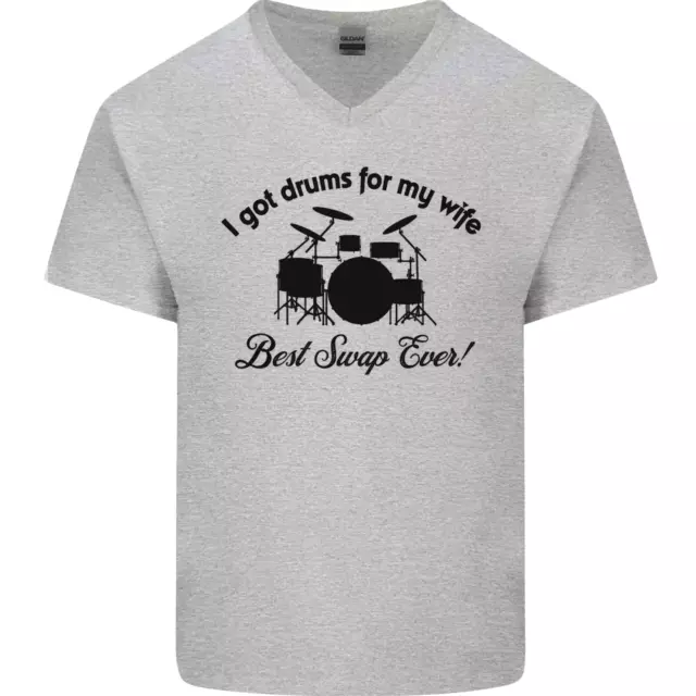 Drums for My Wife Drumming Drummer Mens V-Neck Cotton T-Shirt