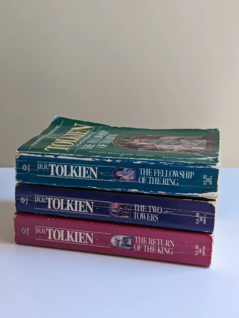 3 Vintage LOTR Book Set, Return of the King, Fellowship of the Ring, Two Towers 2