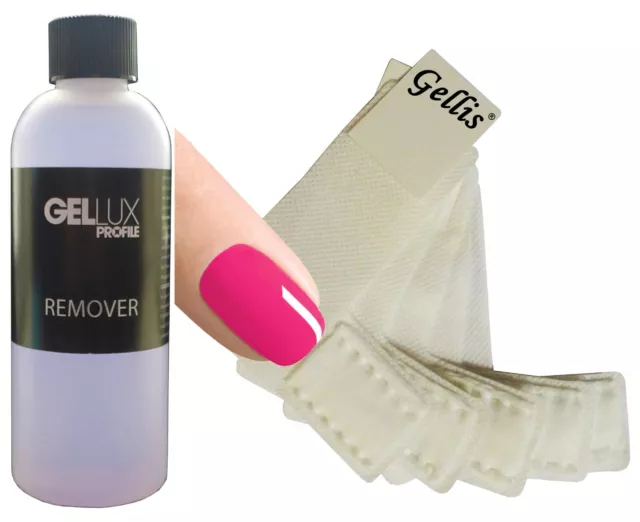 Gellux Salon System Profile Remover Soak Off UV Gel - 125ml & 40 Remover Wraps