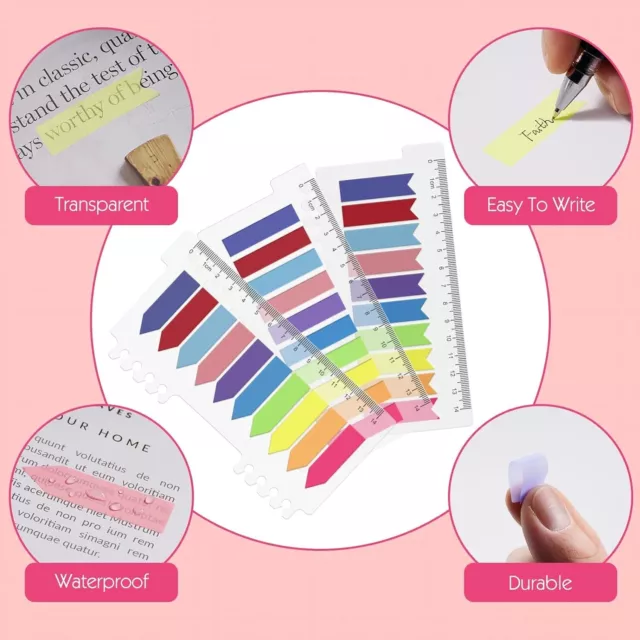 600 Pages Translucent Sticky Index Tabs Fluorescent Page Markers Arrow Flag Tabs 2