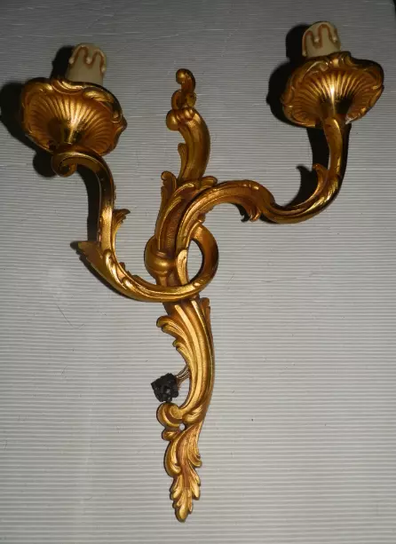 TRES BELLE & grande ancienne applique double bronze doré rocaille style Louis XV