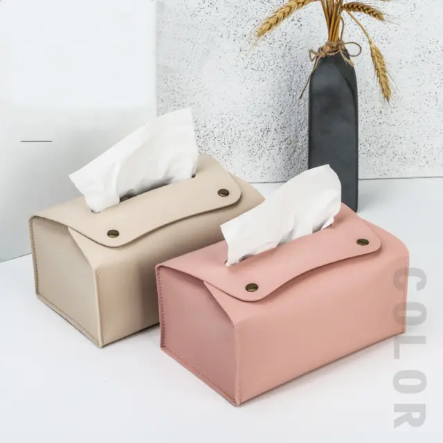 Tissue Box Dispenser Paper Storage Holder Napkin Case Organizer PU Leather Cover
