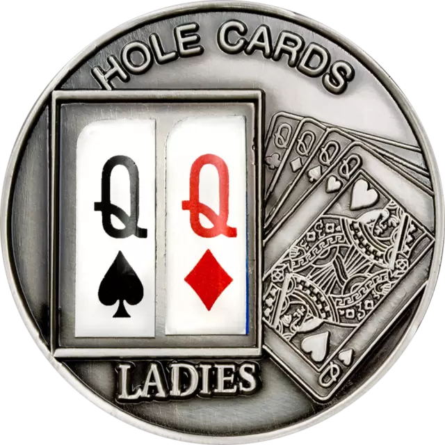 Palau Poker Hole Cards Queens Diamond Spade Texas Hold Em $1 Pair Ladies Luck