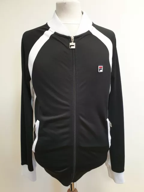 E264 Mens Fila Black White Full Zip Tracksuit Jacket Uk S Eu 46