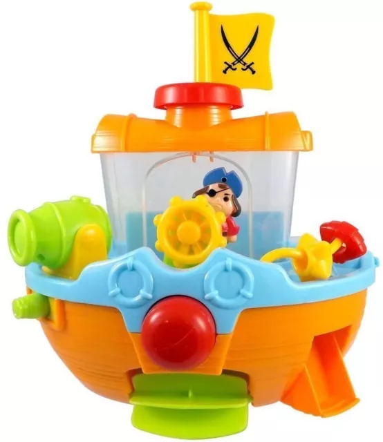 Pirata Barco Bote Juguete de Baño Bebés Interactivo Agua Jugar Cannon & Cuchara