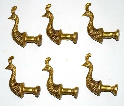 Set Of 06 Pieces Brass Peacock Knobs Peafowl Head Style Cabinet Pulls EK203
