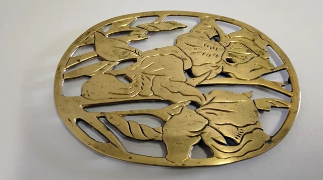 Lot de 2 Anciens Dessous de Plat en Laiton - Forme As de Pique Repose