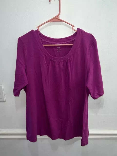 Apt.9 essential womans pullover top plus sz 2X scoopneck short sleeve purple