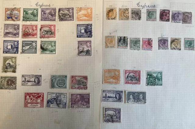 british commonwealth Cyprus 41 Used stamps collection On Two Pages (lot 517)