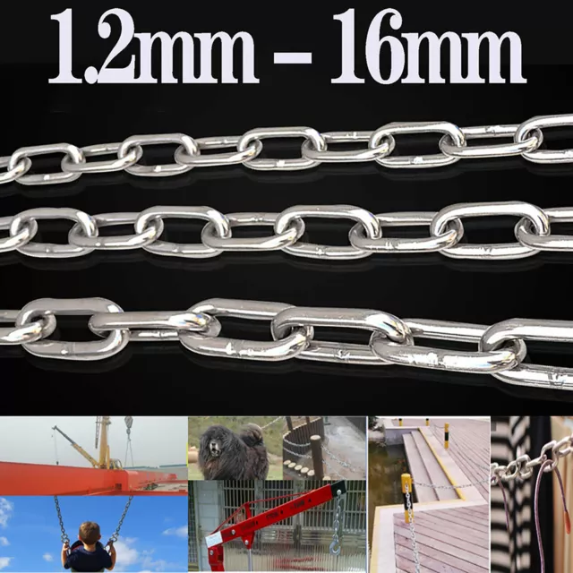 304 Stainless Steel Short /Long Link Chain 1.2-16mm Marine Grade Lifting Chains