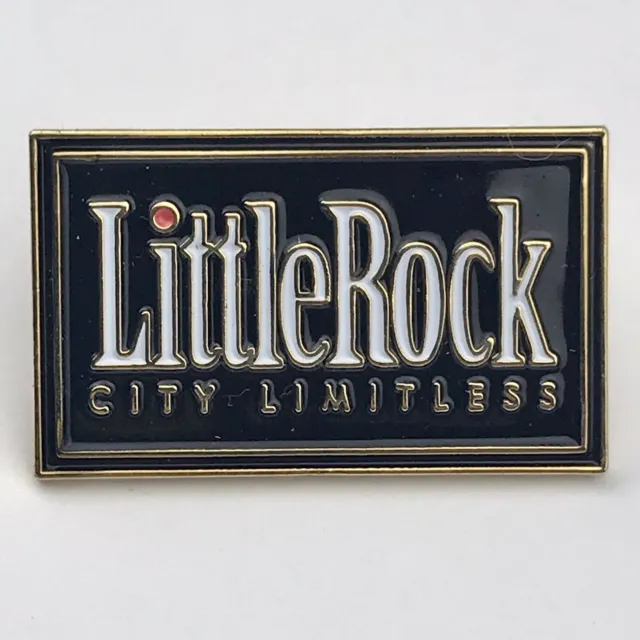 Little Rock City Limitless Pin Gold Tone Enamel Metal Arkansas