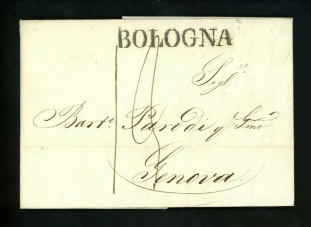 Postal History Italy Stampless Folded Letter dated 1842 Bologna to Genoa