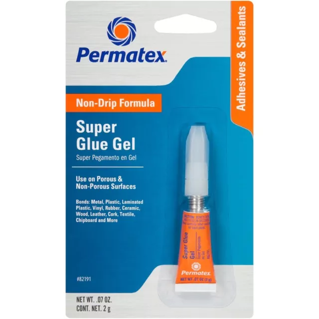 Permatex For Super Glue Gel 2 g Tube Carded Fills Gaps to 0.004” - 82191