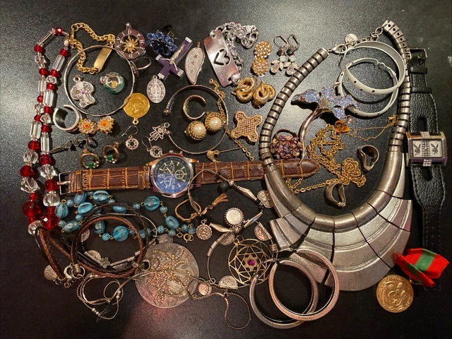 Lot De Bijoux Anciens Art Déco En Argent - Collier 42cm + Boucles D'oreilles - Poinçon Tête De Sanglier