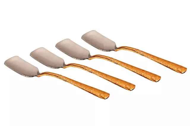 Indian Traditional Steel Copper Ice Cream Dessert Spoon For Serveware Set Of 4