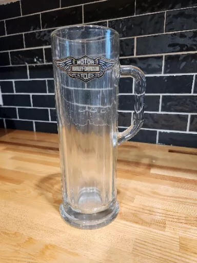 Harley Davidson Tall Glass Beer Mug Stein