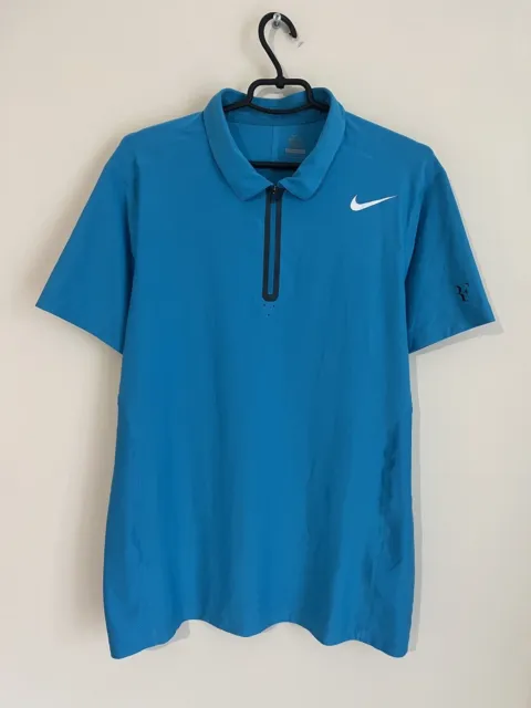 Nike RF 2013 AO Dubai - Rotterdam Roger Federer Shirt Jersey Size L Men’s Blue