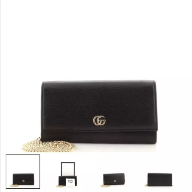 GUCCI GG Marmont black leather mini chain bag 2