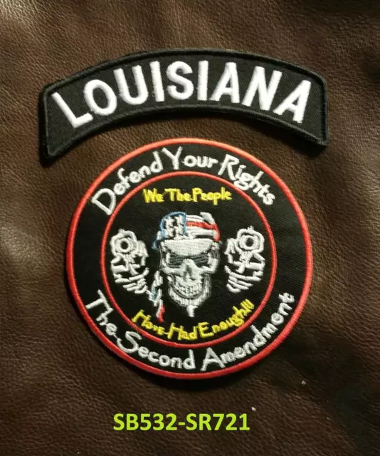 Louisiana Defend Your Rights Small Badge Set for Biker Vest