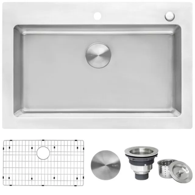 Ruvati 33x22'' Topmount 16 Gauge SS Single Bowl Kitchen Sink -RVM5001 (2665)